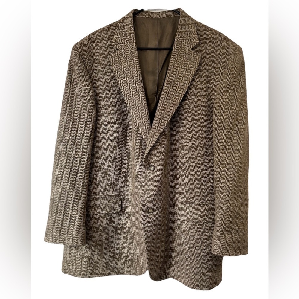 Lands’ End Men’s Blazer Lambs Wool/Wool Blend 46R Brown Excellent Condition!